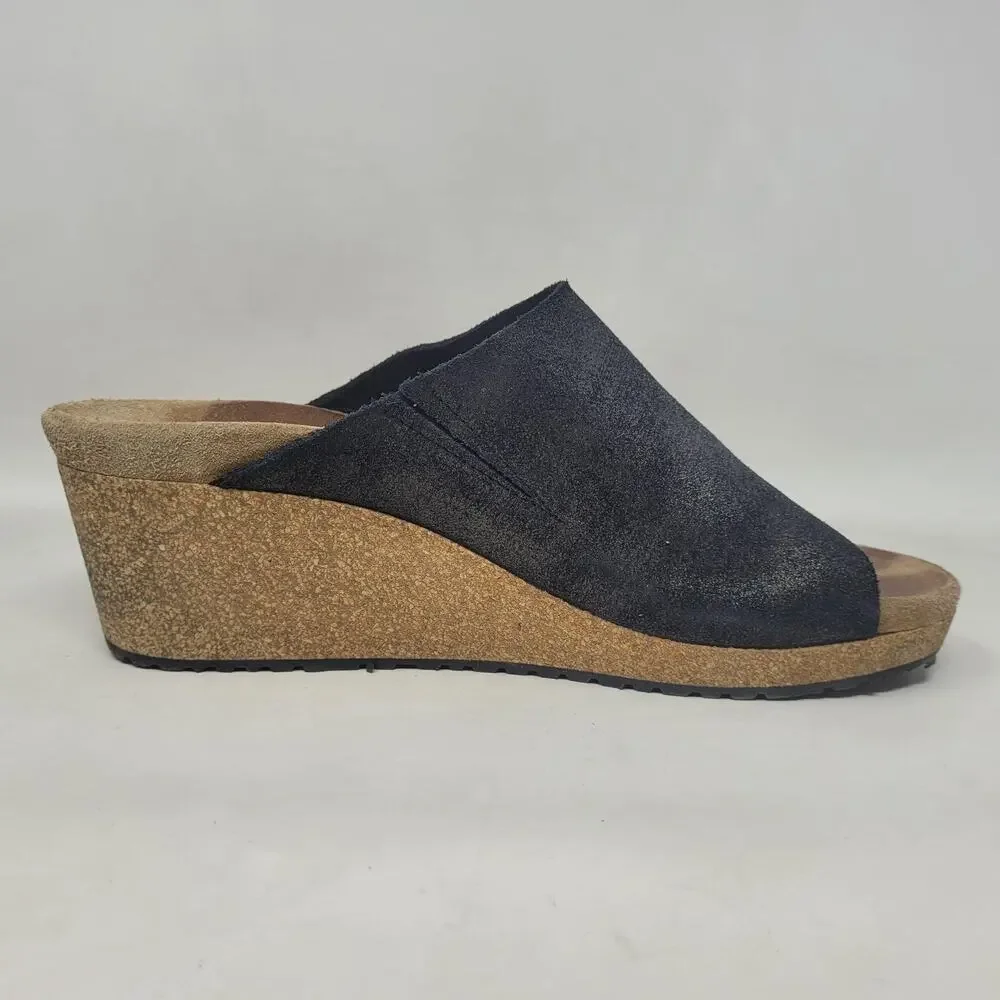 Papillio Birkenstock Sandals EU40 US9 Black Suede Namica Wedge Comfort Slip On