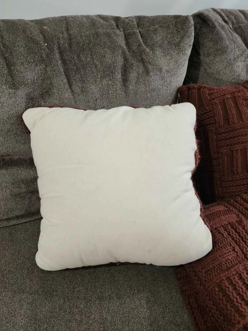 Threshold Matching Burguny Basket Weave Pillows & Throw Blanket