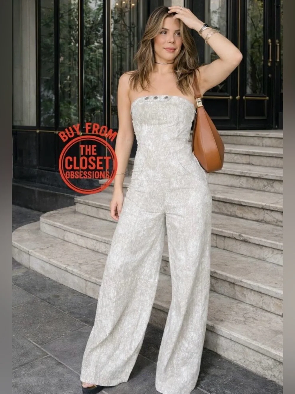 ZARA Printed linen blend jumpsuit 8217/072