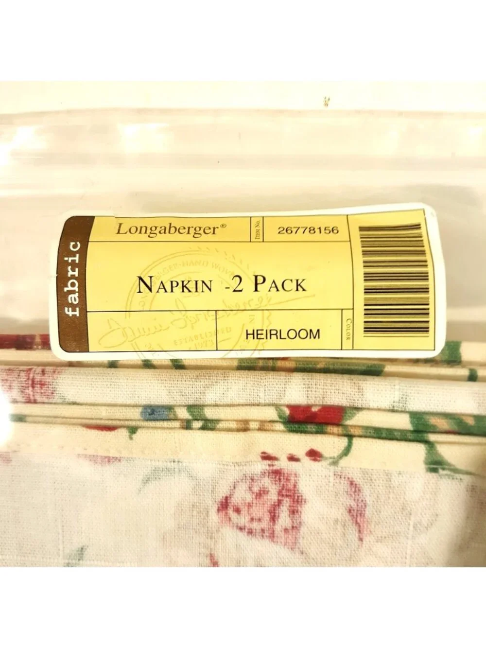 Longaberger Napkins 2 Pack #26778156 Heirloom Cotton Rose Floral 19