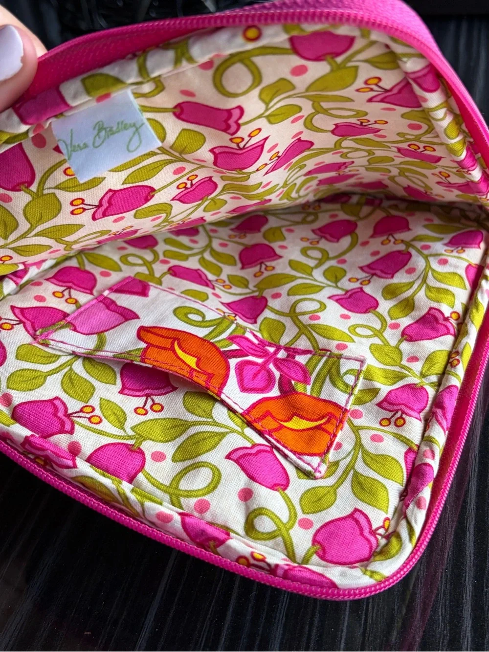 Vera Bradley Pink, Orange & Green Floral Quilted Zip Pouch
