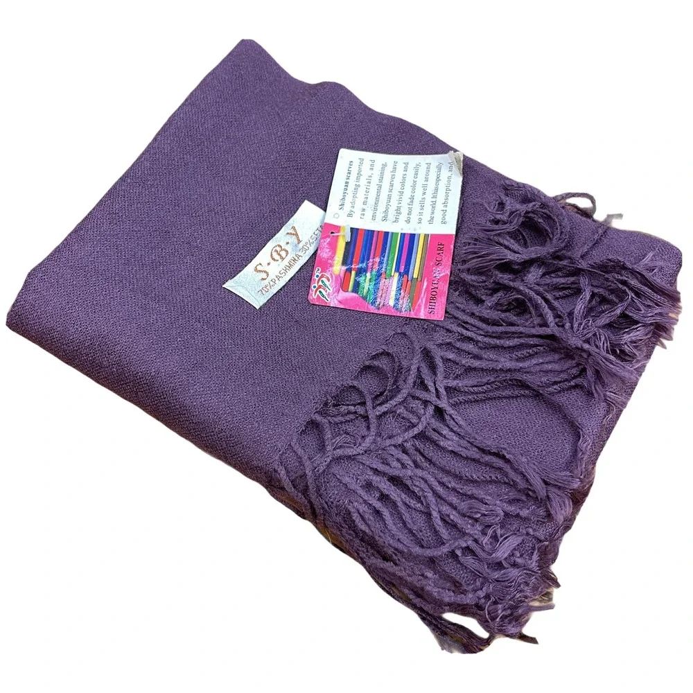 Shiboyuan Pashmina Scarf Purple Fringe New Soft Rectangle‎ SBY Woven