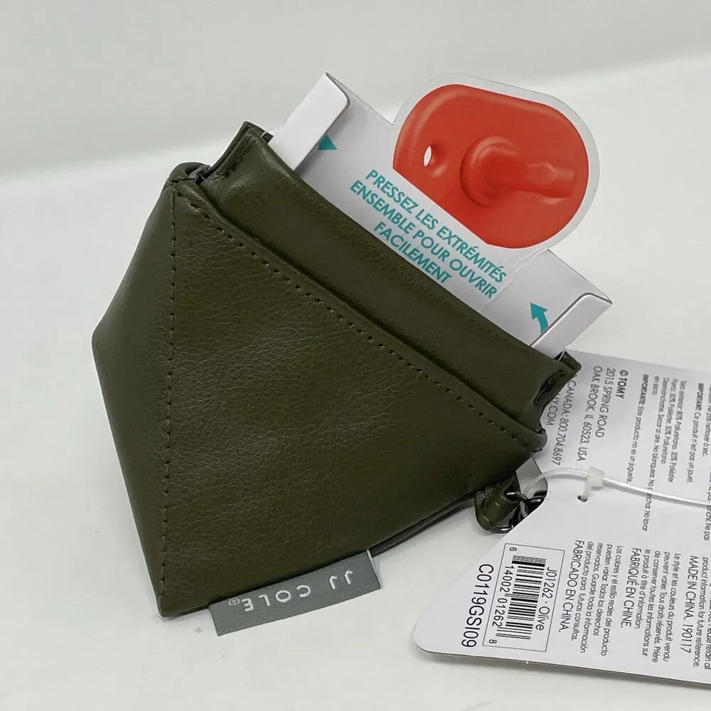 NEW JJ Cole Pacifier Pod - Olive Green - Baby Pouch Holder w/ Chain & Latch Hook