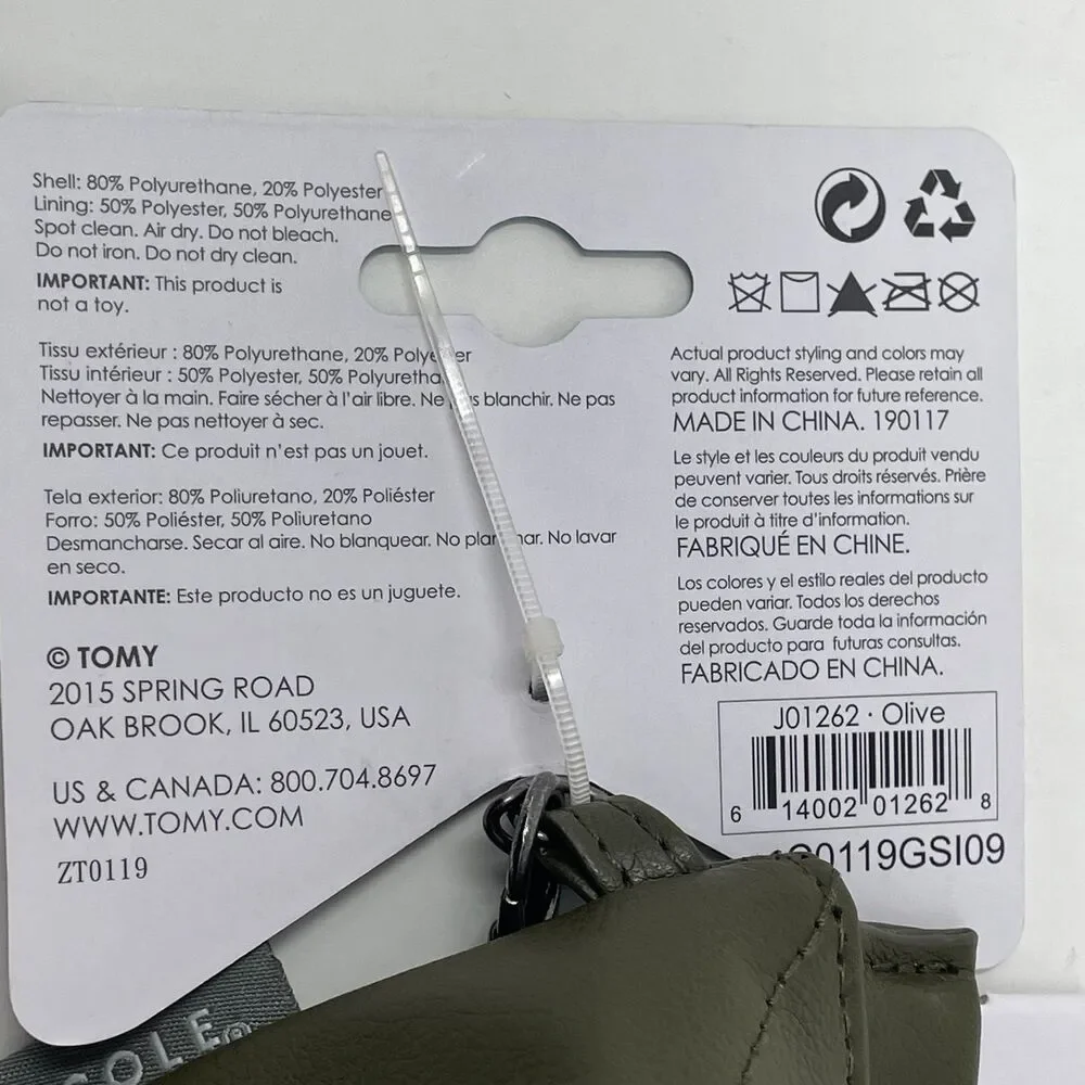NEW JJ Cole Pacifier Pod - Olive Green - Baby Pouch Holder w/ Chain & Latch Hook