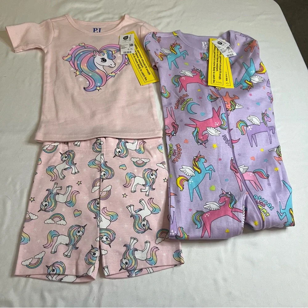 NWT PJ Place Unicorn Pajama Bundle Toddler Girls 12-18M 18-24M Sleepwear Set