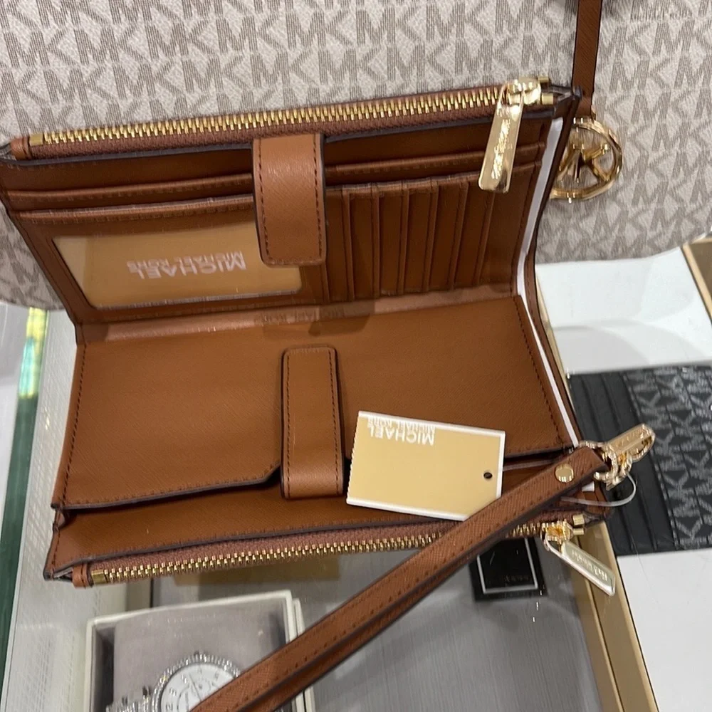 MICHAEL KORS LARGE DOUBLE ZIP WRISTLET WALLET PHONE CASE