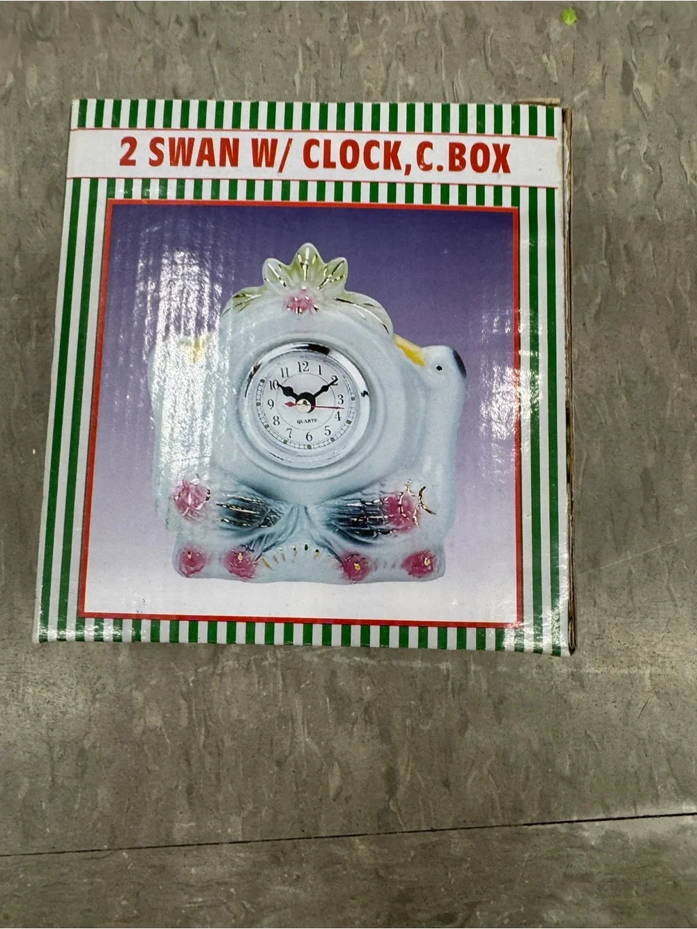 Ceramic Swan Floral Accent Clock - White and Pink new