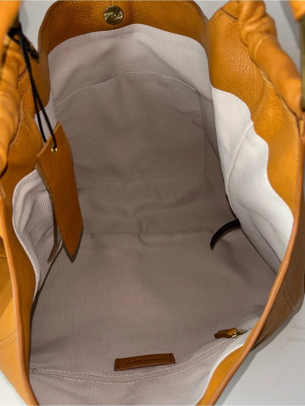 Margot New York Dakota Cognac Brown Leather Large Shoulder Hobo Bag Tote NWT