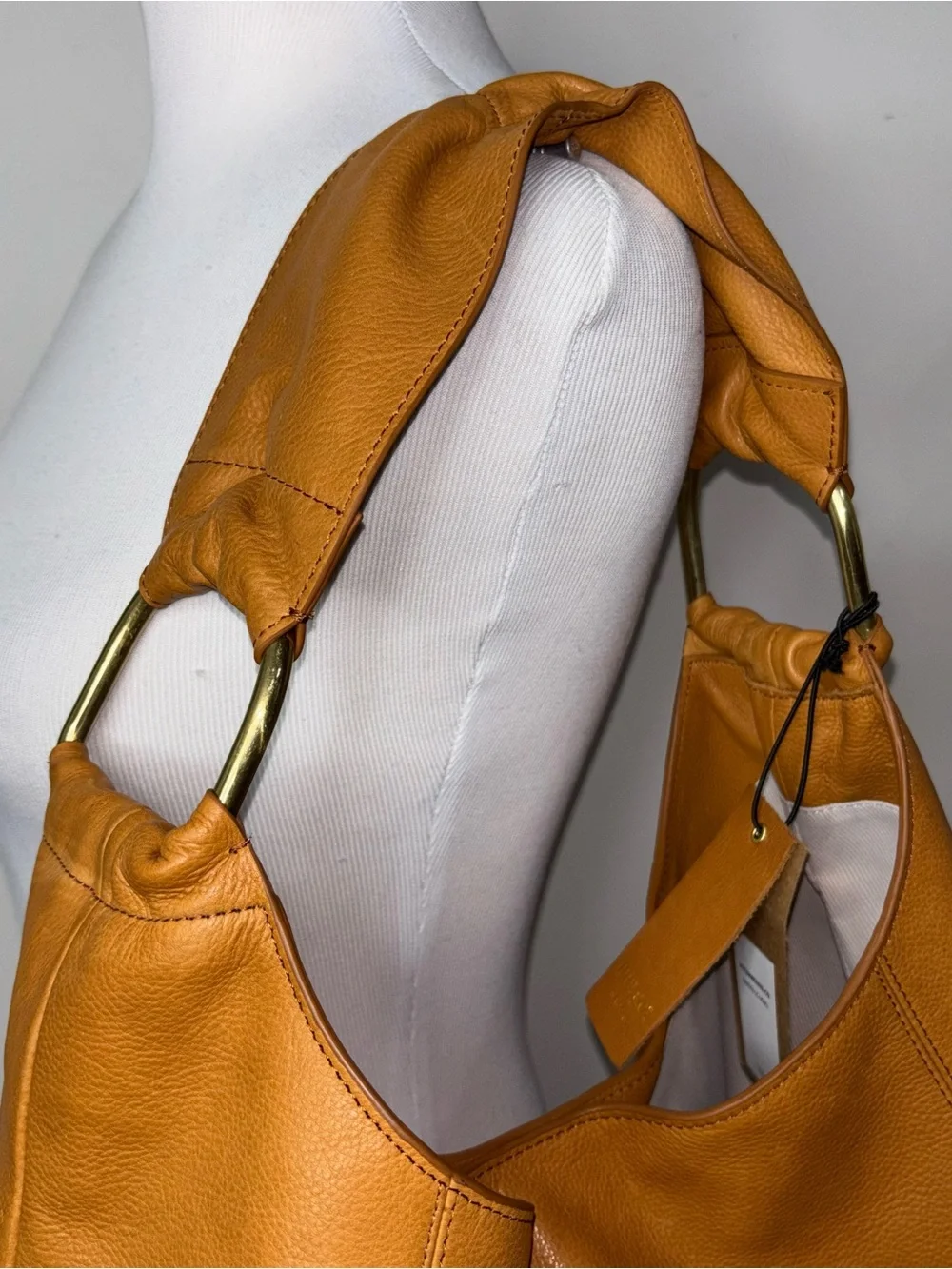 Margot New York Dakota Cognac Brown Leather Large Shoulder Hobo Bag Tote NWT