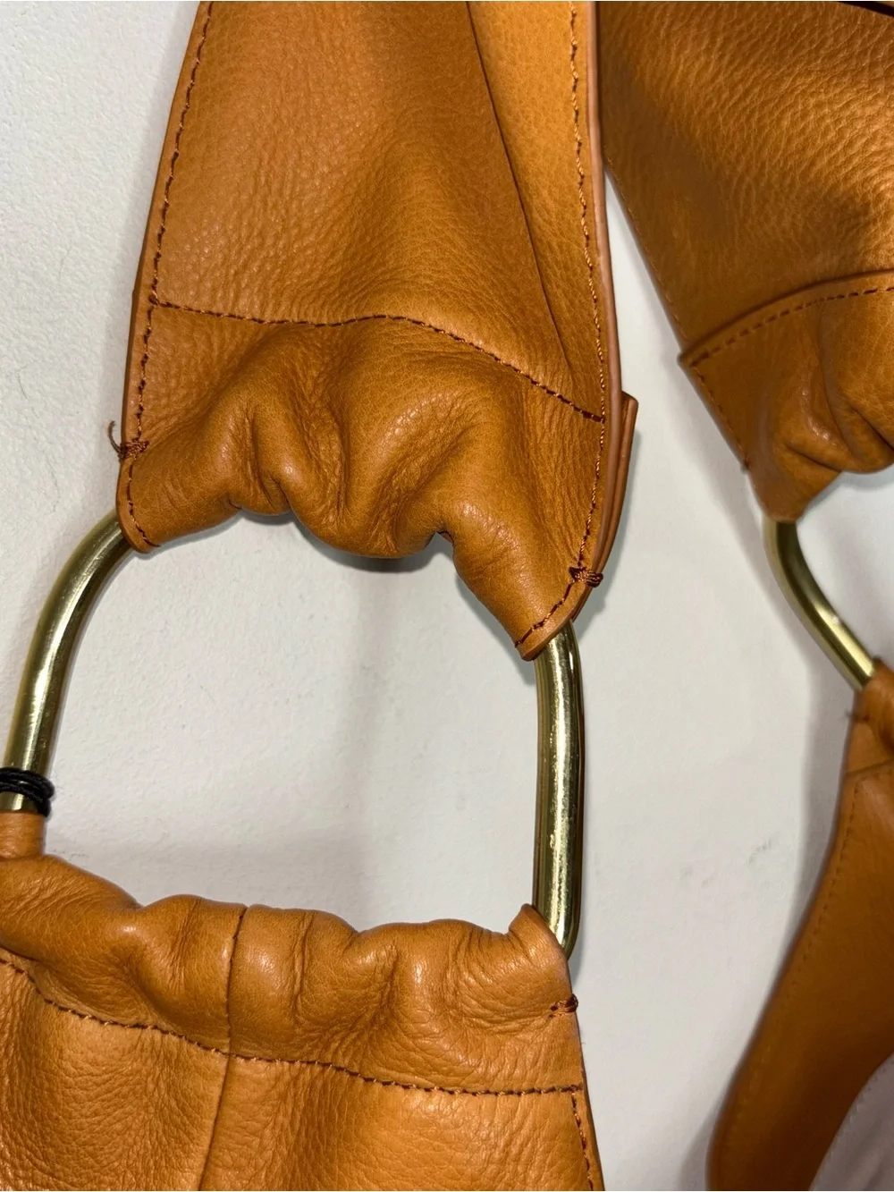 Margot New York Dakota Cognac Brown Leather Large Shoulder Hobo Bag Tote NWT