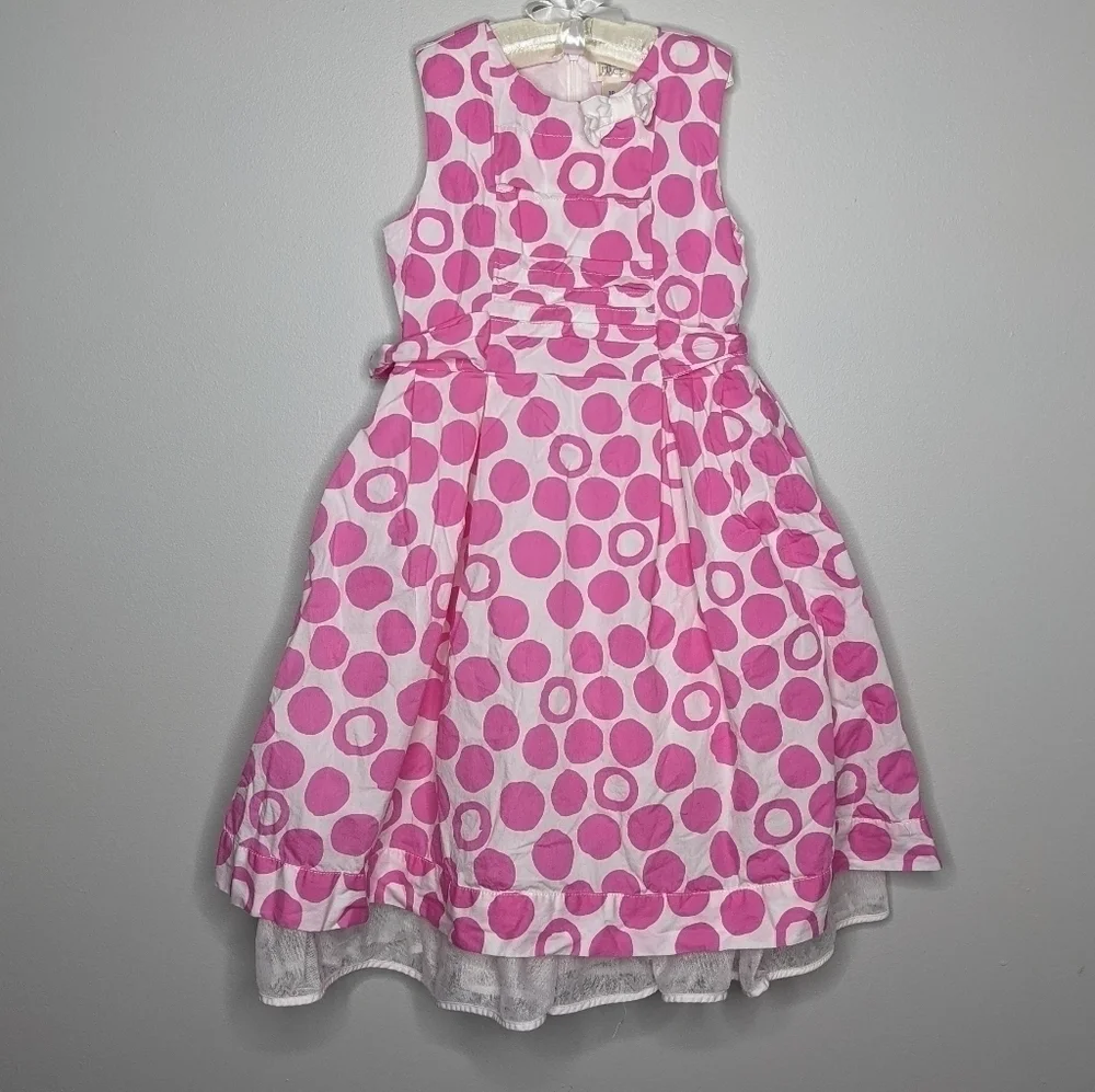 ✨3/$15 Children's place pink white dots tie back dress 10