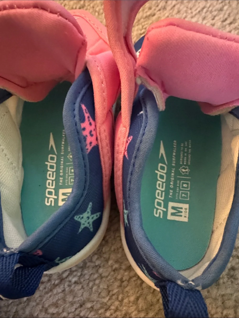 Speedo Navy Water Shoes with Pink Strap and Starfish Print