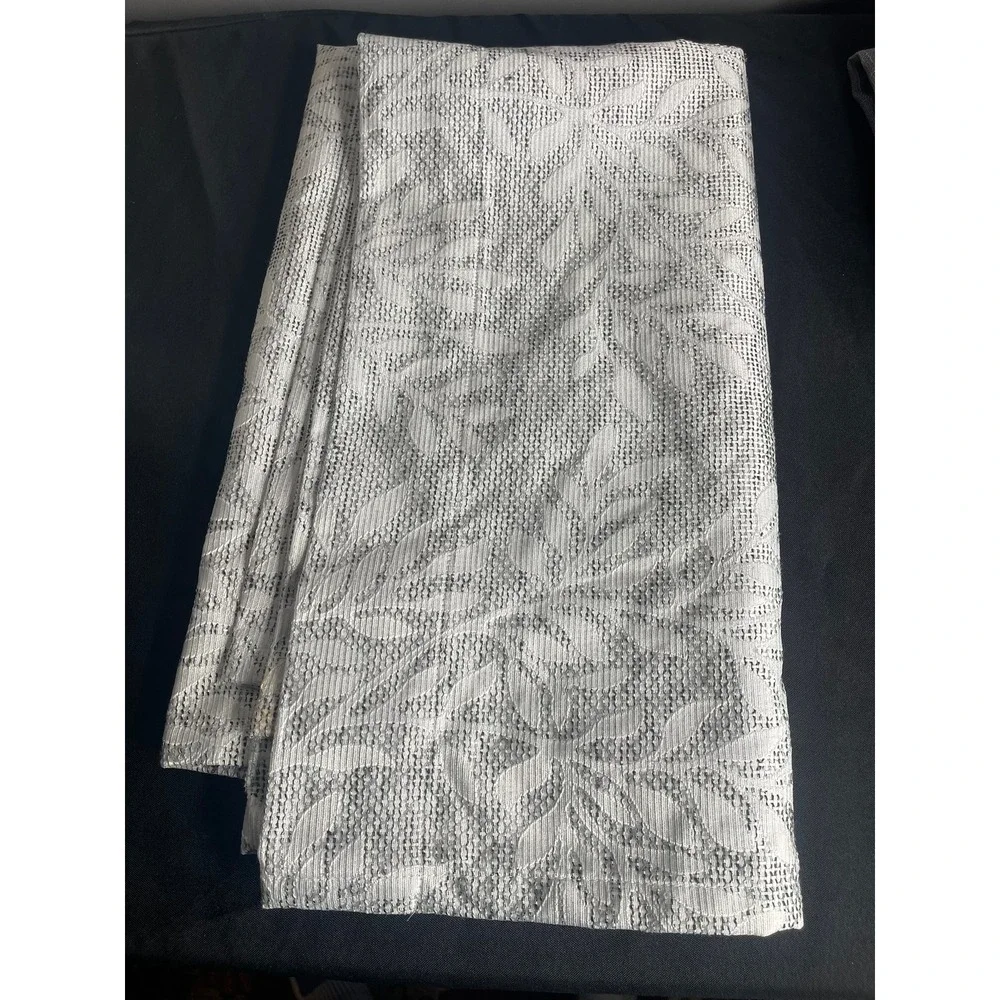 Pair of Mainstays Grey Leaf Textured Curtain Panels 37x84 Window Set
