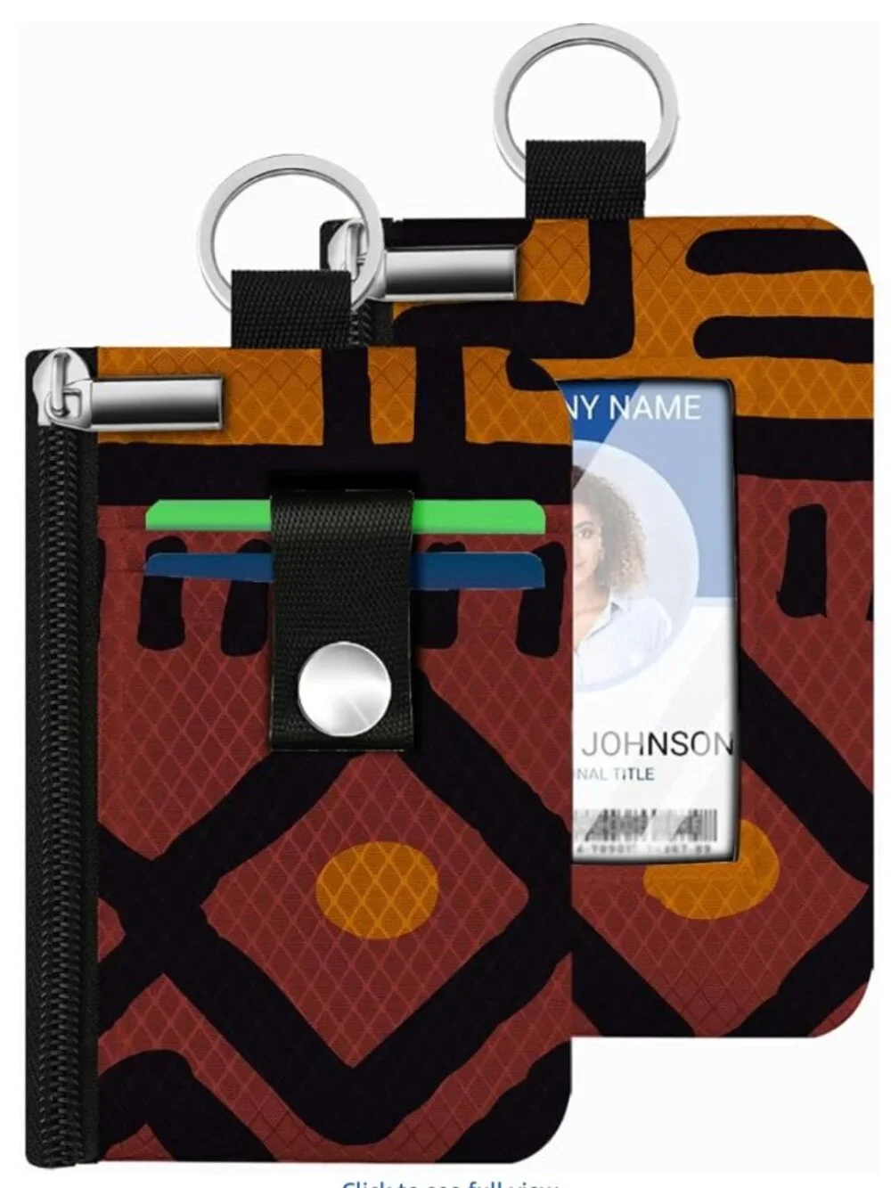 NWT Brown Wallet for Women Mini Zip Card Case with Clear ID Window