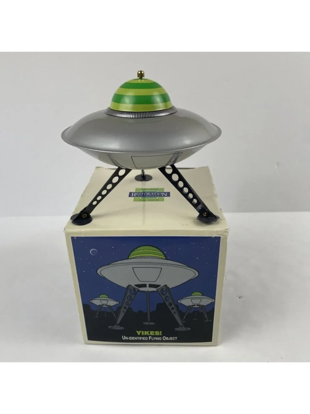 Restoration Hardware Tin Toy UFO Flying Object Retractable Landing Gear 1990’s