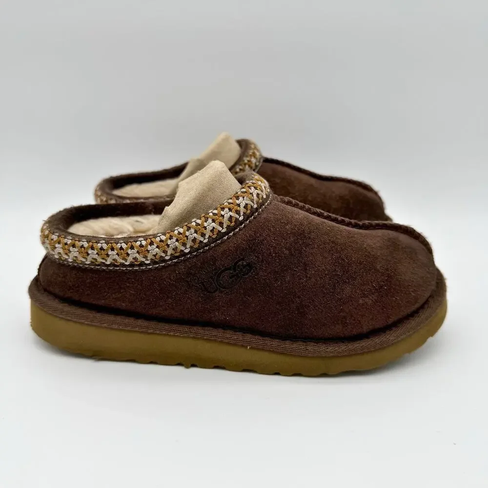 UGG Kids Tasman II Slippers US 1 EU 31 Brown Suede Slip On GUC