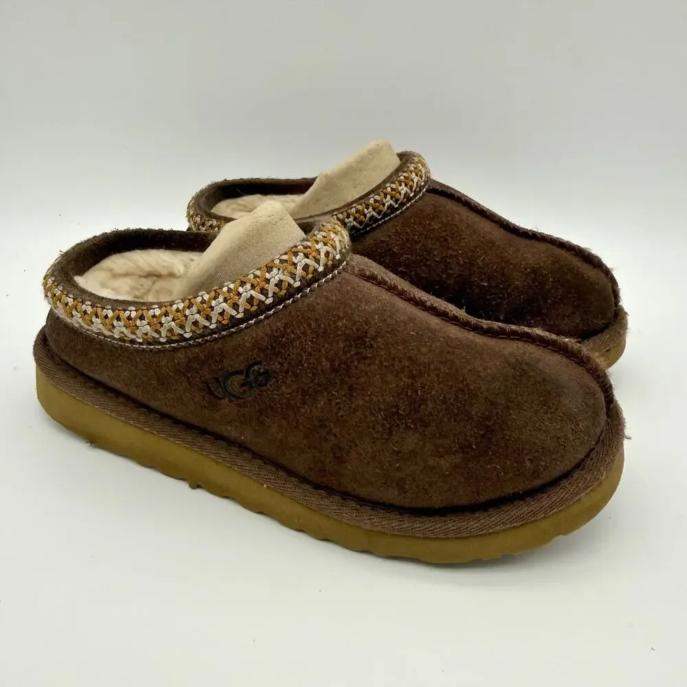UGG Kids Tasman II Slippers US 1 EU 31 Brown Suede Slip On GUC