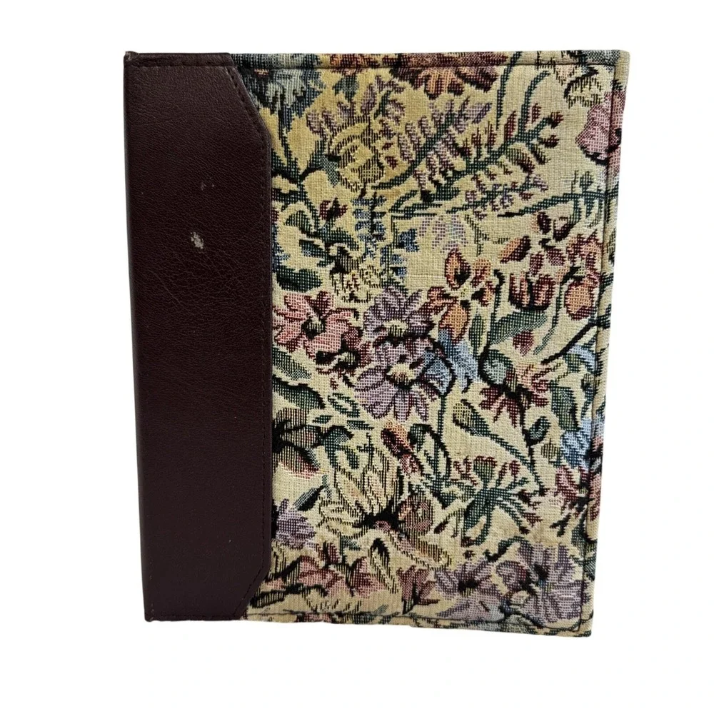 Vintage Floral Tapestry Photo Album Faux Leather Spine Burgundy 7x9