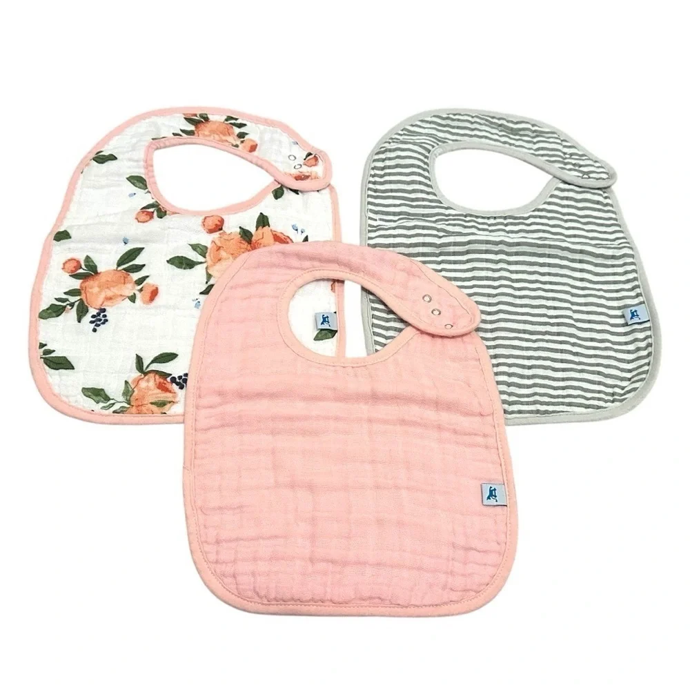 Little Unicorn Watercolor Roses Cotton Muslin Gift Set Swaddle Bibs Burp Cloth