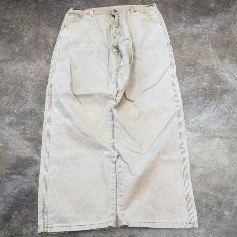 Vintage Wrangler Faded Distressed Canvas Carpenter Pants Mens 35x31.5 Skater Y2K