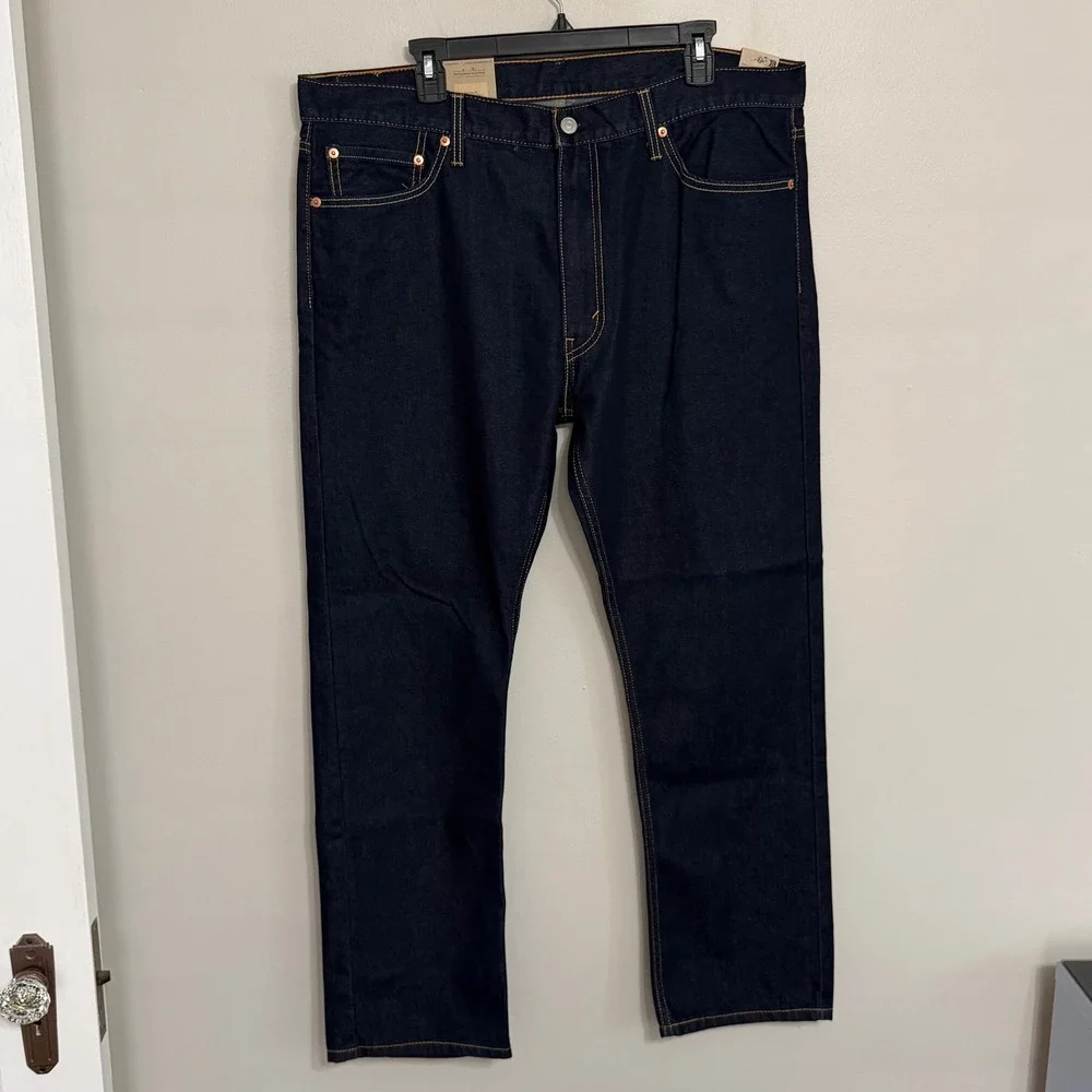 NEW Levi's 513 Mens 38x30 Slim Straight Stretch Dark Wash Denim Blue Jeans *Read