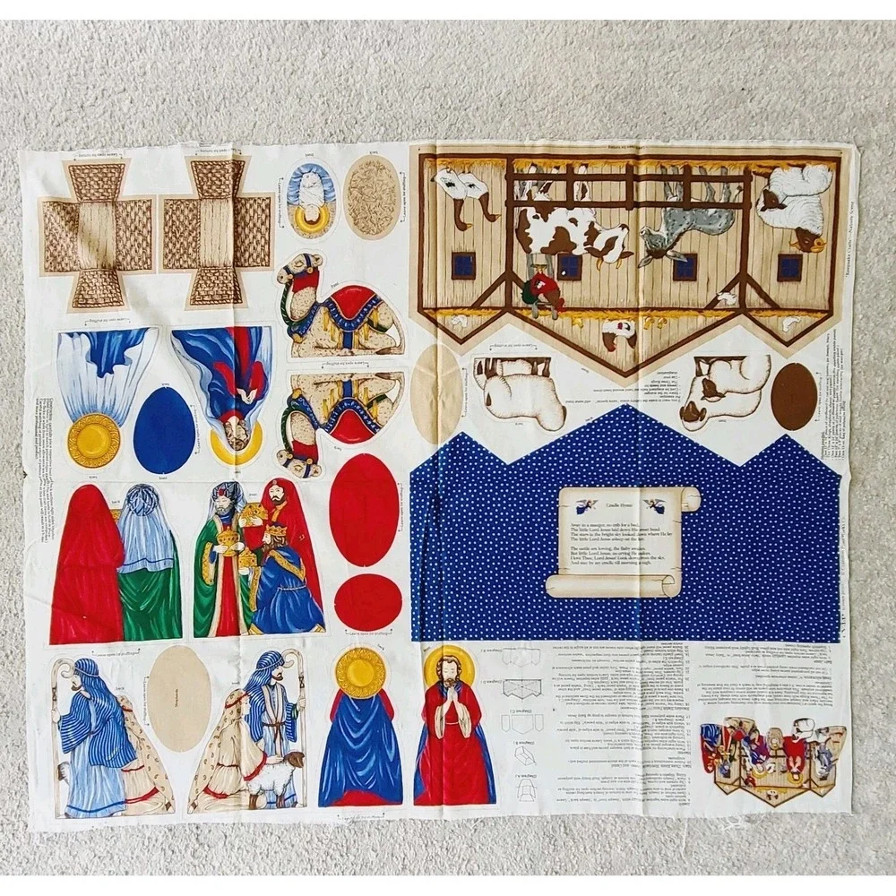 VALUE BUNDLE: 8 VTG Christmas Cut & Sew Panels Santa Nativity Apron Tree Stuff