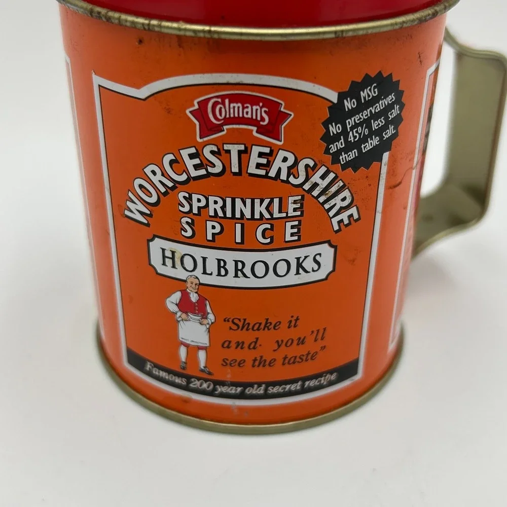 Colman's Worcestershire Sprinkle Spice Seasoning Shaker Jar, Handle, Lid, Sifter