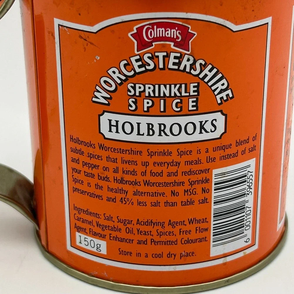 Colman's Worcestershire Sprinkle Spice Seasoning Shaker Jar, Handle, Lid, Sifter