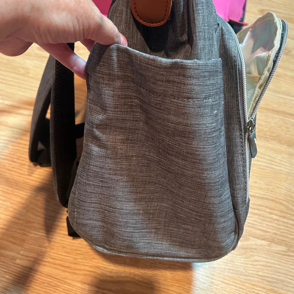 Esonmus Diaper Bag Backpack Grey Heathered Insulated Bottle Pockets Travel Bag