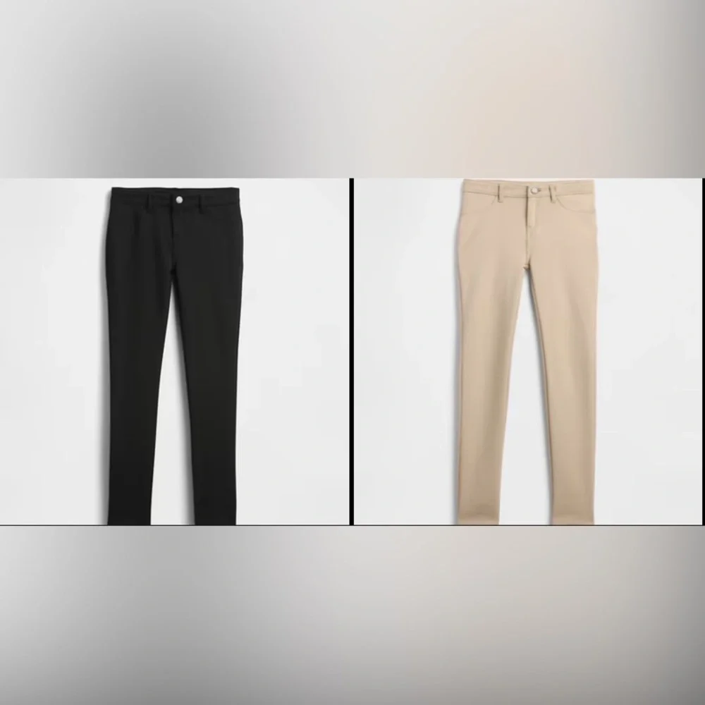 2 Pairs Gap Kids Sz 5 Girls Uniform Ponte Pants Khaki and Black Adjustable Waist
