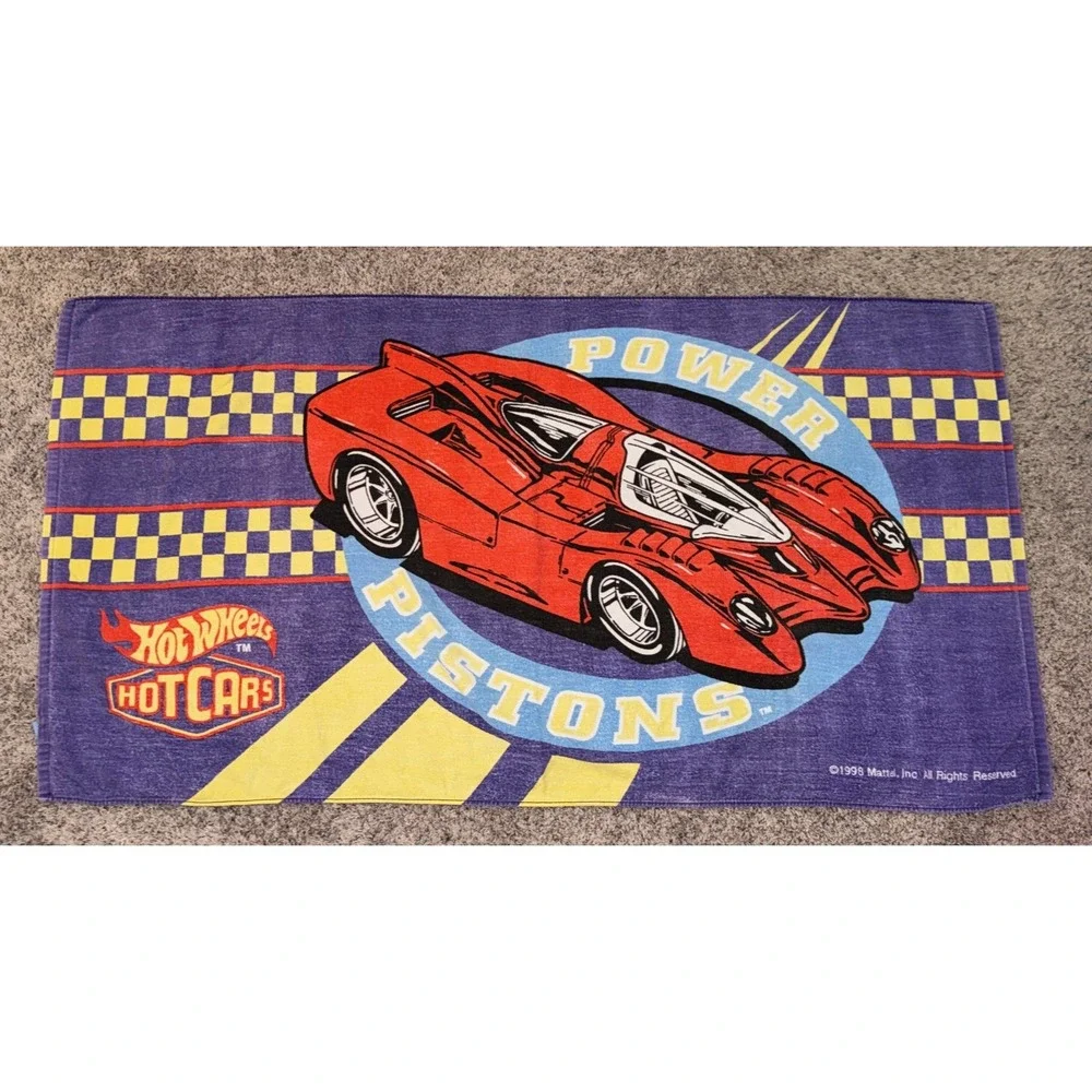 Vintage Mattel Hot‎ Wheels Hot Cars Power Pistons  Bath Towel 1998