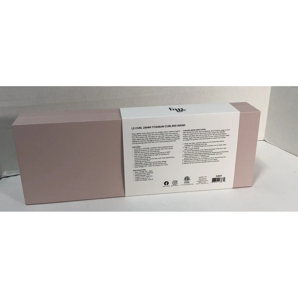 NIB Sealed L'ange Le Curl 25mm‎ Titanium Curling Wand - Blush
