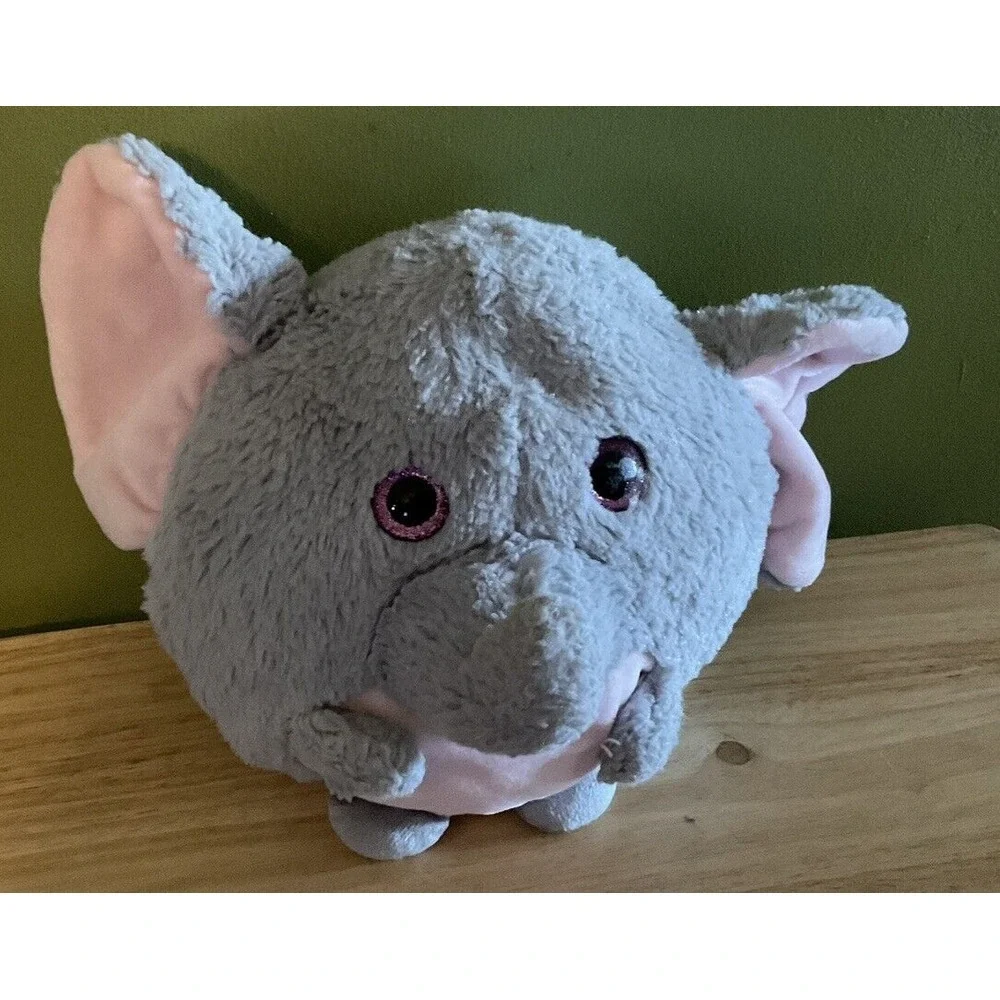 Elephant Stuffed Animal Big Glitter‎ Pink Eyes, Round, 8