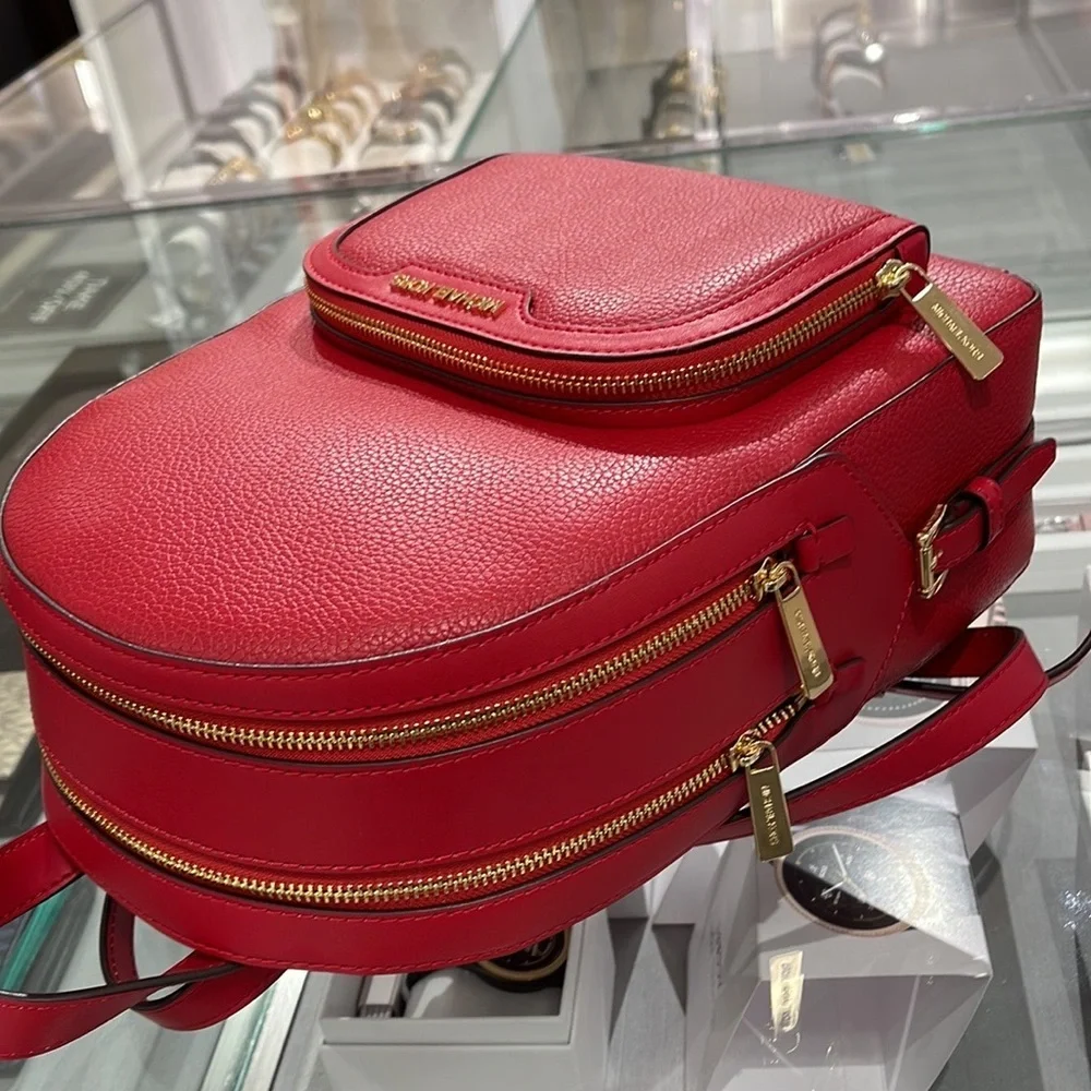 Michael Kors Jaycee Medium Pebbled Leather Backpack Chili