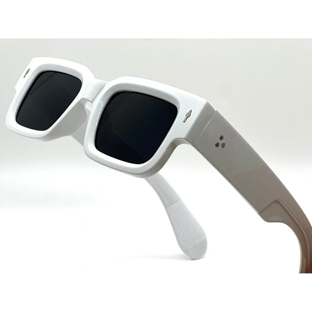 White Square Frame Sunglasses Retro Fashion Bold Trendy Shades Gafas Lentes‎ Men