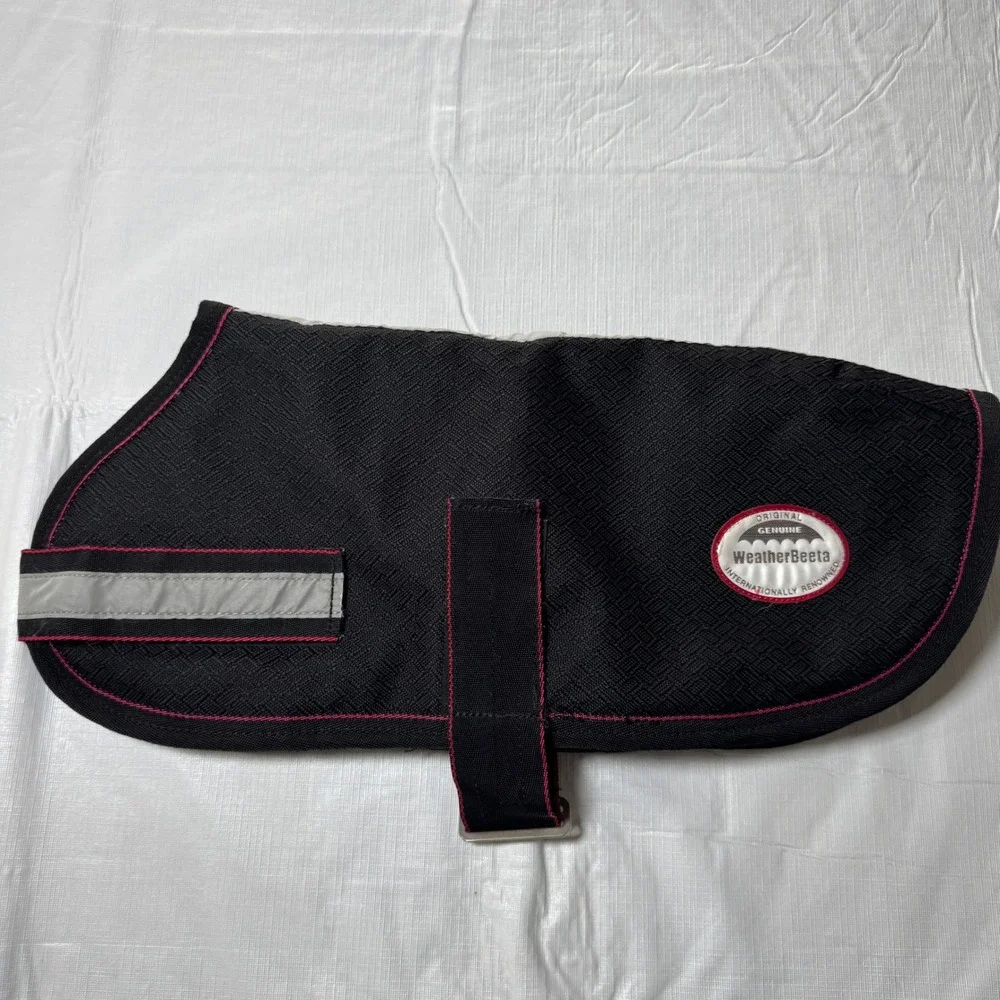 WeatherBeeta Black Reflective Dog Coat Padded Winter Jacket 45cm 18in