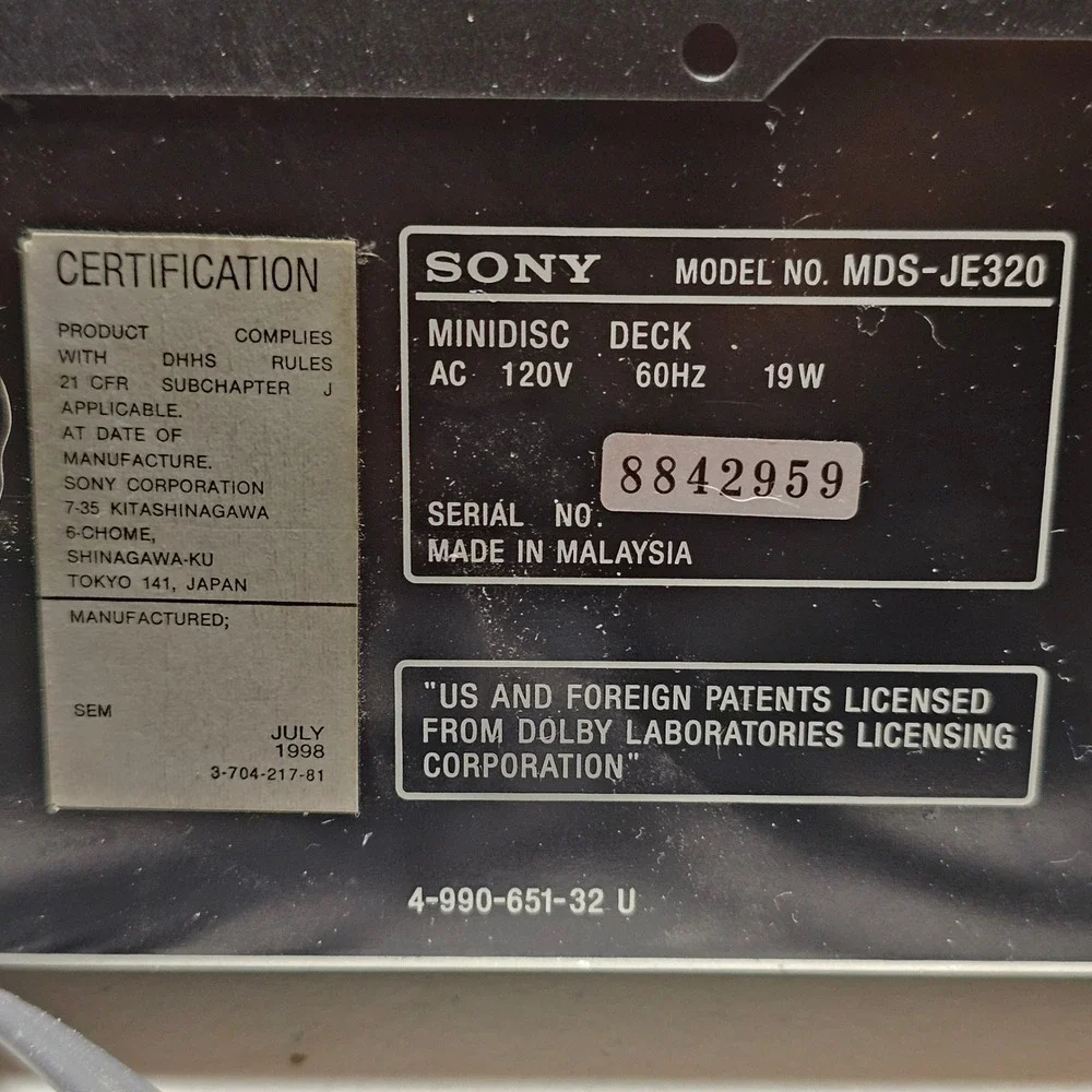 Sony mds je320