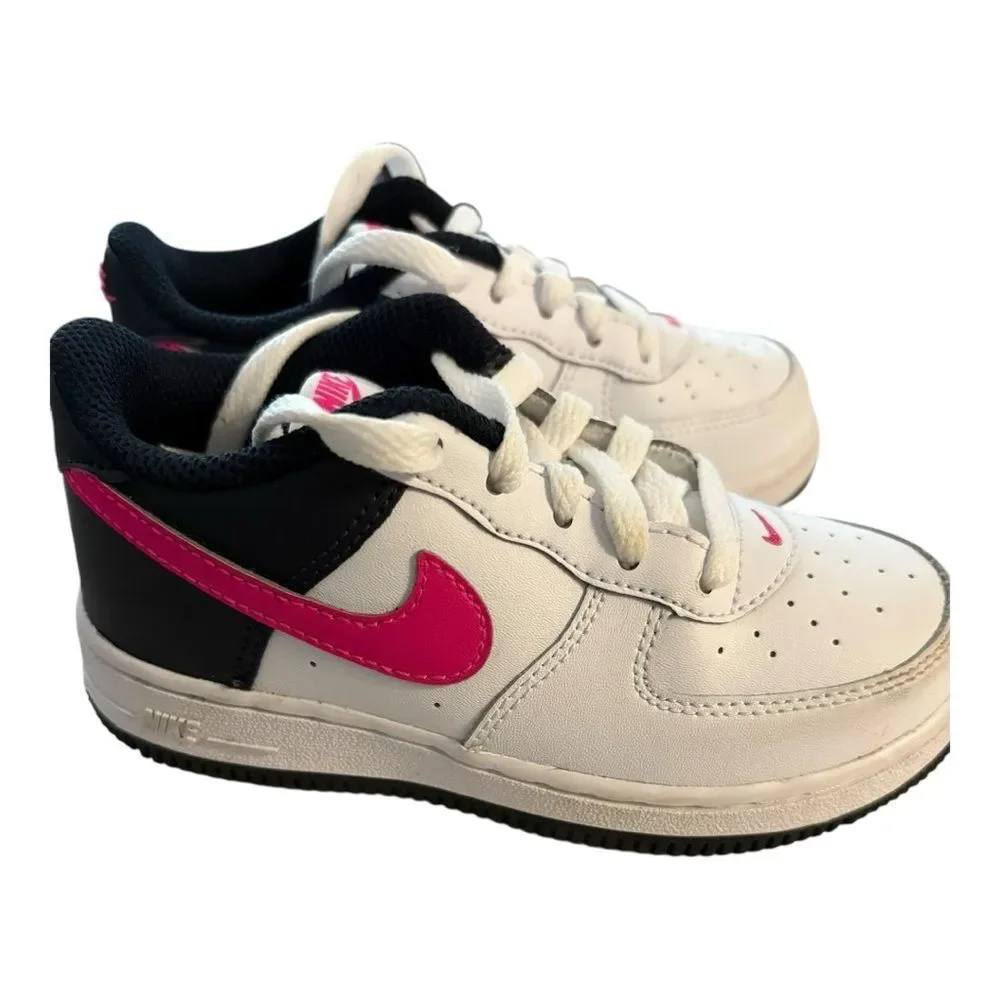 Nike Kids White and Pink Force 1‎ Sneakers