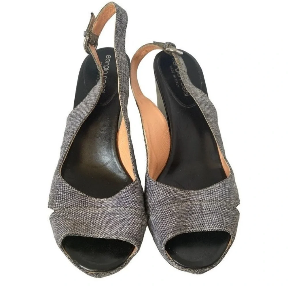 Sergio‎ Rossi sling back peep toe wedges sandals Women size 36
