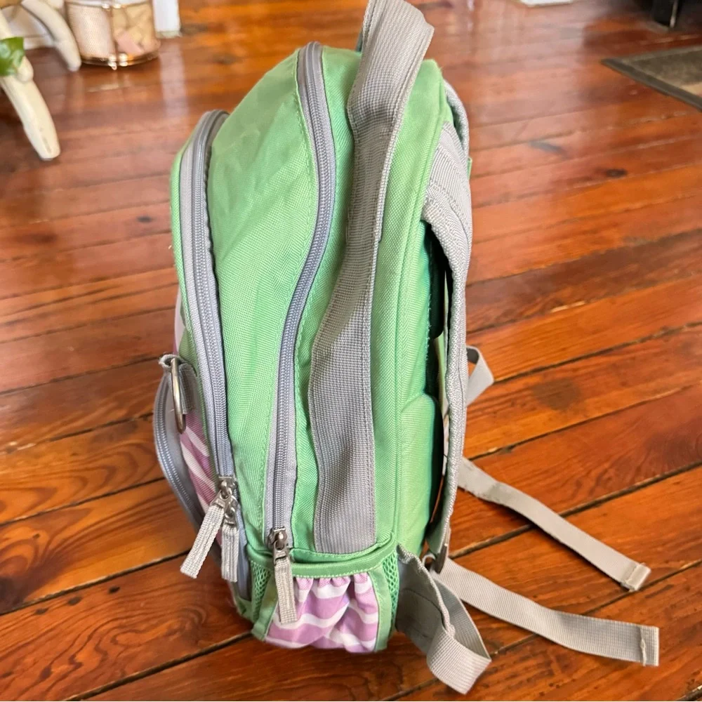 Pottery Barn Backpack Green & Purple Striped Butterfly Caraline