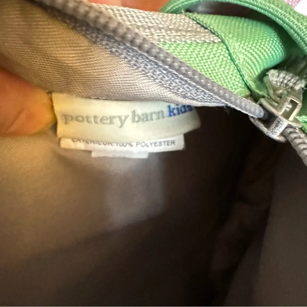Pottery Barn Backpack Green & Purple Striped Butterfly Caraline