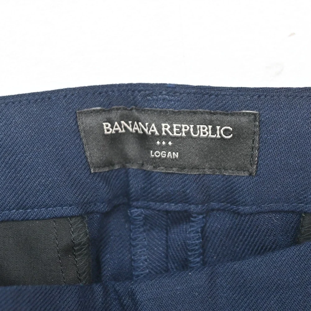 Banana Republic 10 Navy Blue Linen Logan Wide Leg Dress Womens Pants