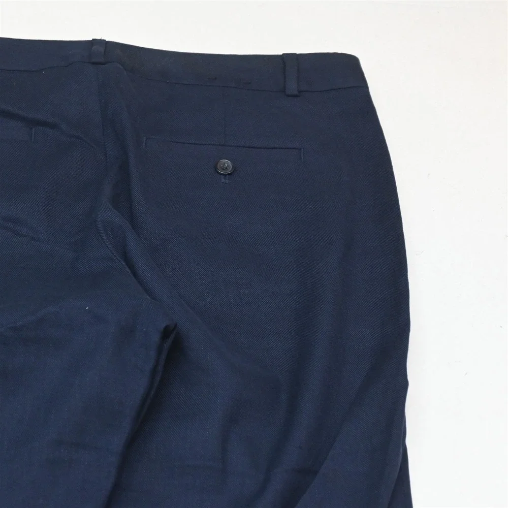 Banana Republic 10 Navy Blue Linen Logan Wide Leg Dress Womens Pants