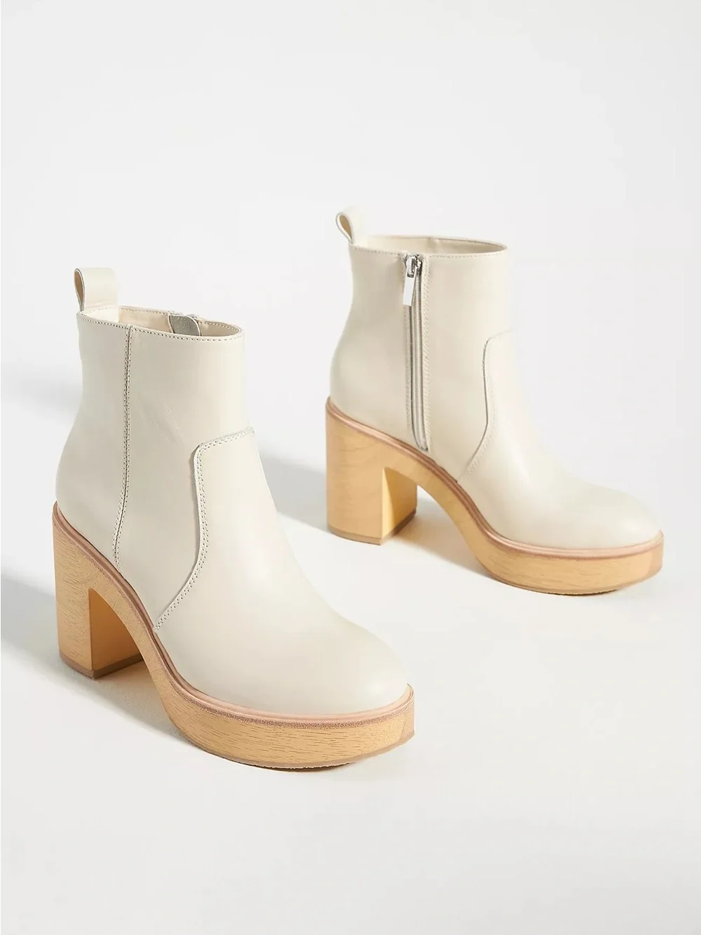 Anthropologie Dolce Vita Cecile Cream Platform Leather Boho Chunky Boots 7