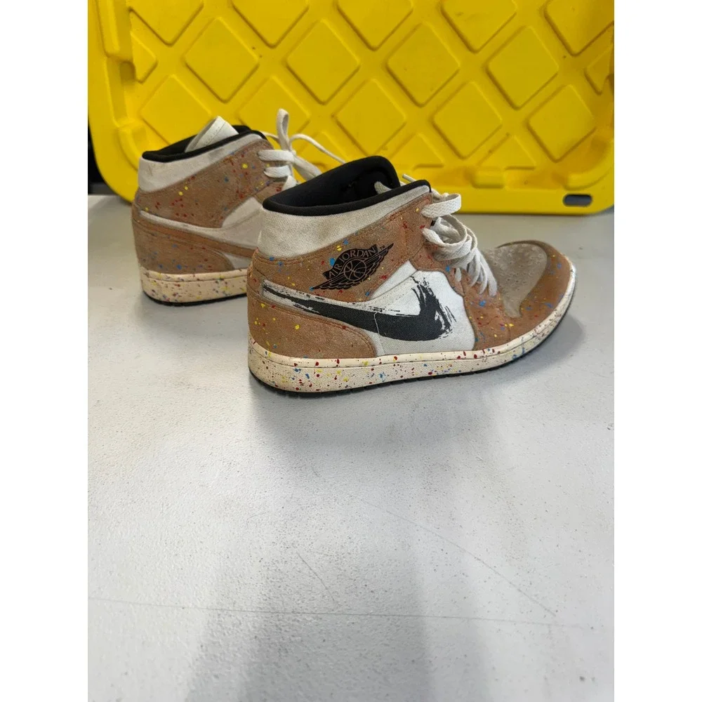Nike Air Jordan 1 Mid‎ SE Brushstroke Cider Paint Splatter DA8005-100 Mens 9