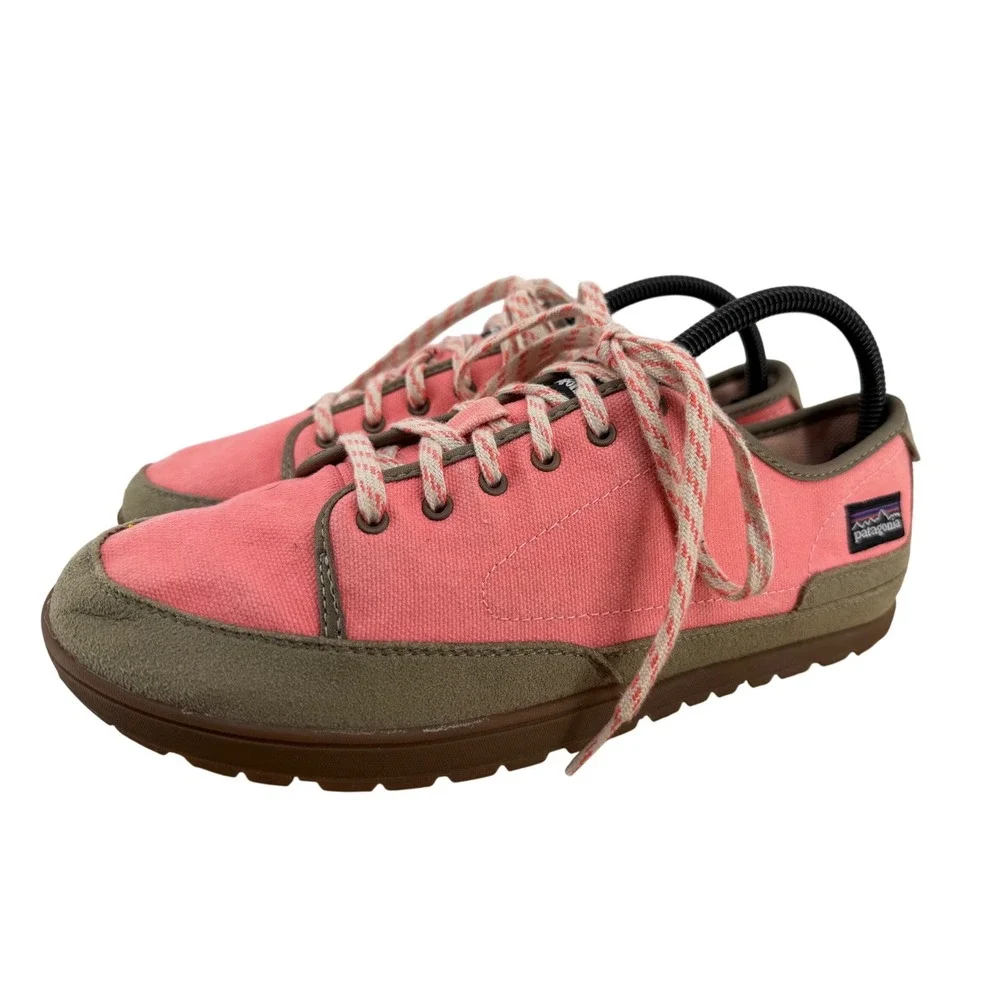 Patagonia Activist Canvas Sneakers Coral Pink Olive‎ Green Womens 9.5 T11294