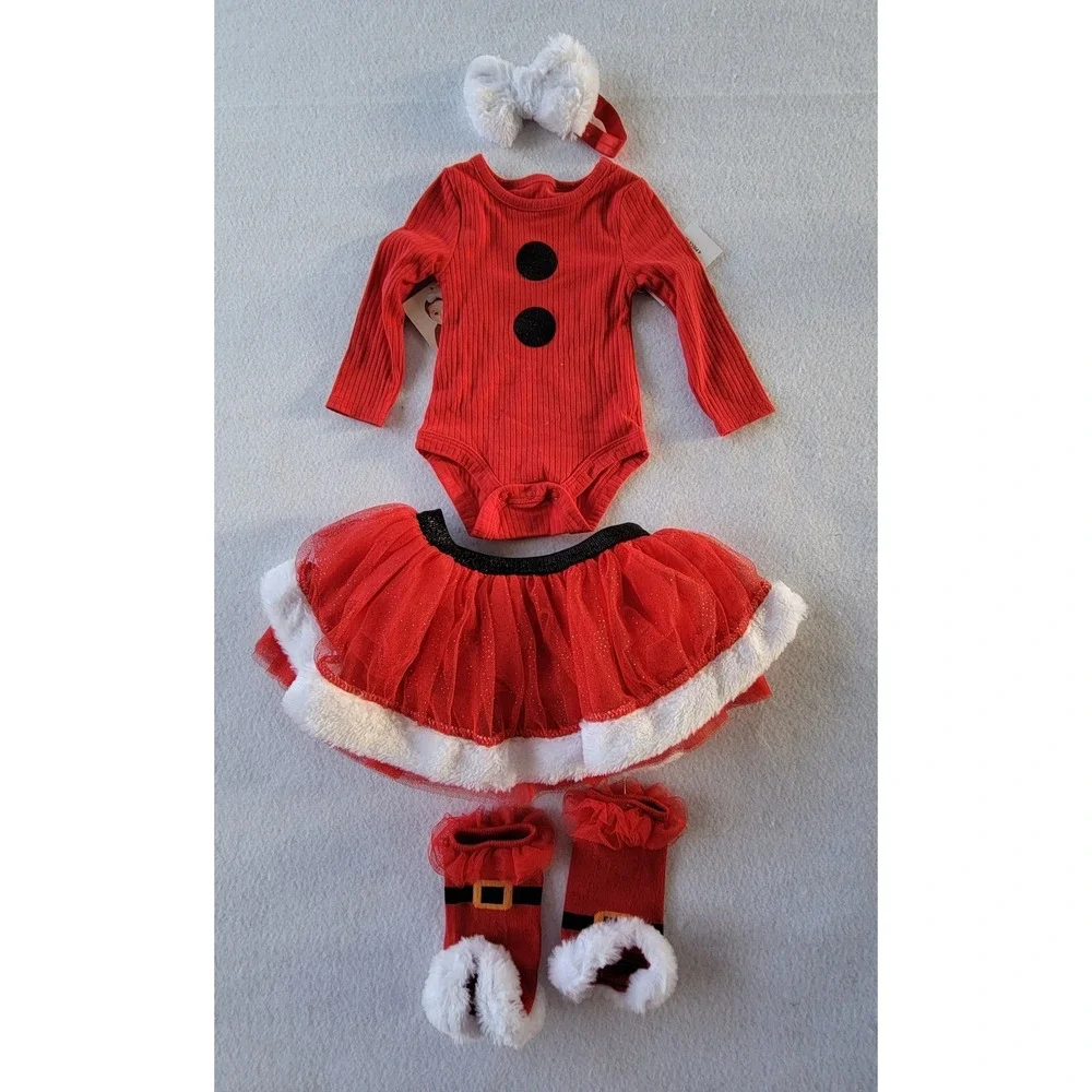 Baby Essentials Santa Tutu Size‎ 3(1)-6(1)-9(1)-18(3)-24(1) Months Red/Black