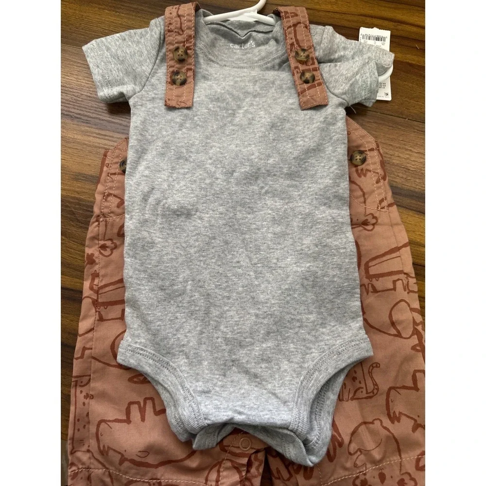Carter's Baby 2 Piece Outfit Set 9M Overalls Animals Alligator Koala
