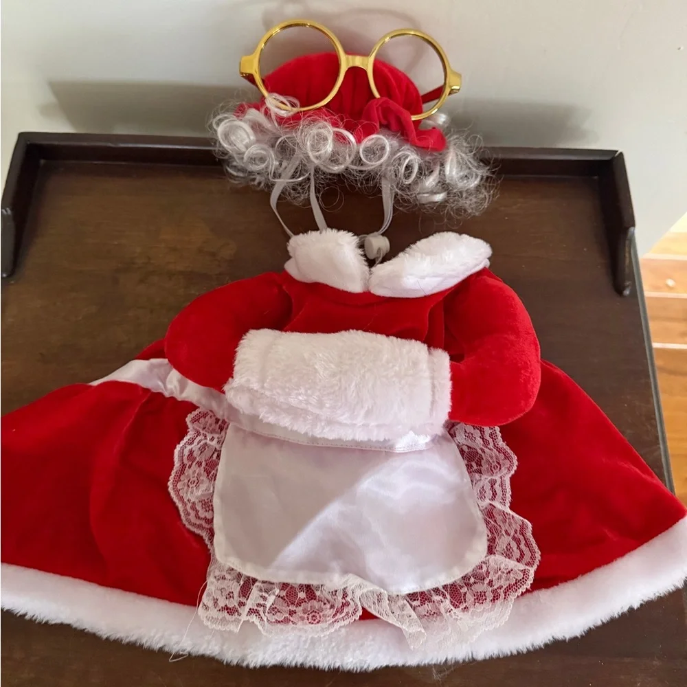 Red and White Mrs. Claus dog Outfit Sz M