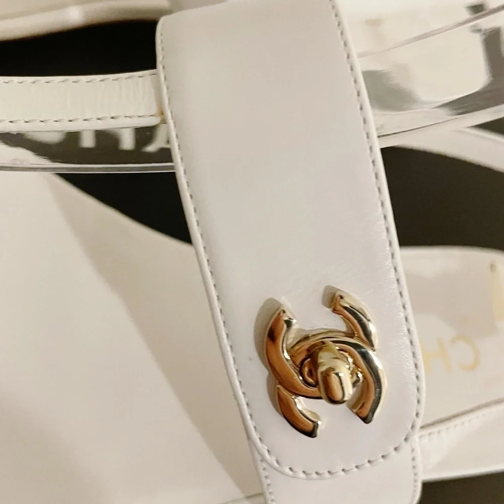 New Chanel Gold CC Interlocking Sandals